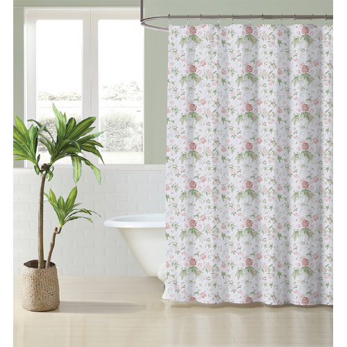 Laura Ashley Breezy Floral Cotton Pink Shower Curtain & Reviews Wayfair